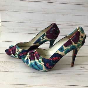 Zara floral printed blue heels. Size 41